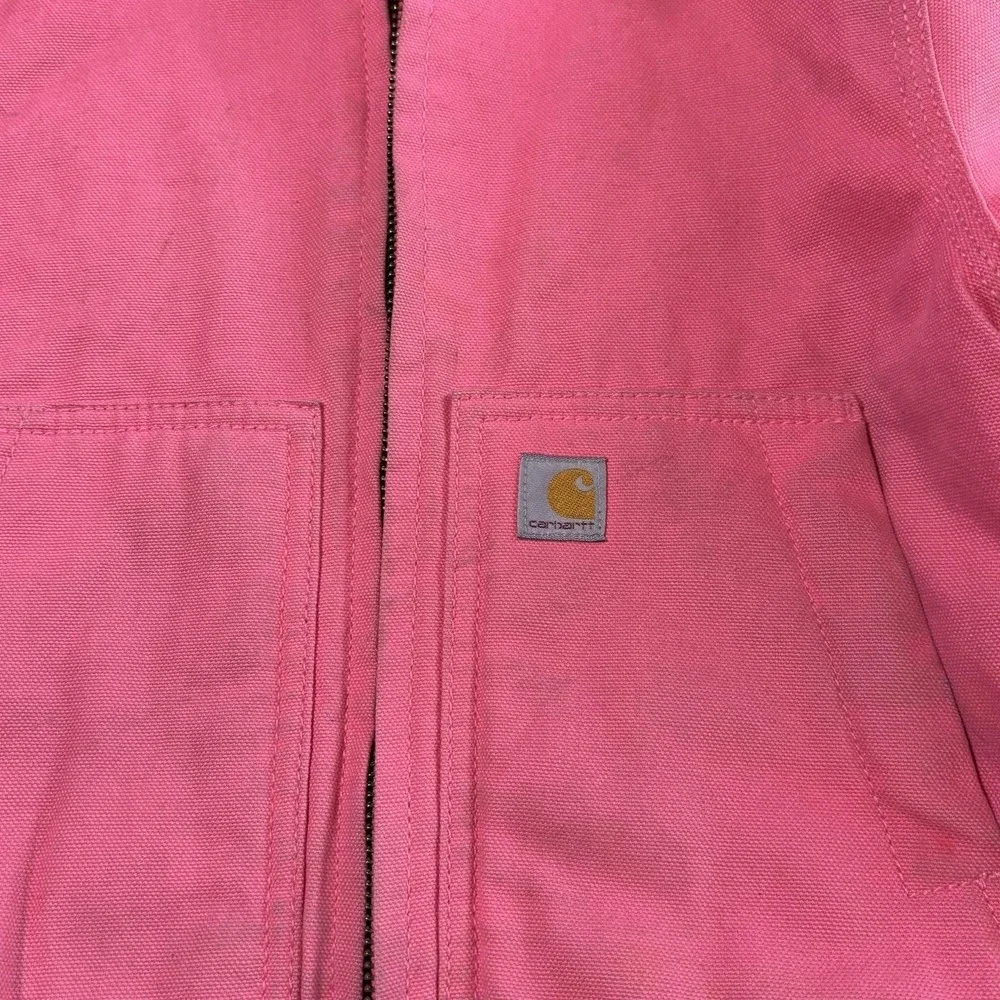 Carhartt Jacket Girls 4T Pink Sherpa Lined Hooded Full Zip Insulated Canvas Warm
